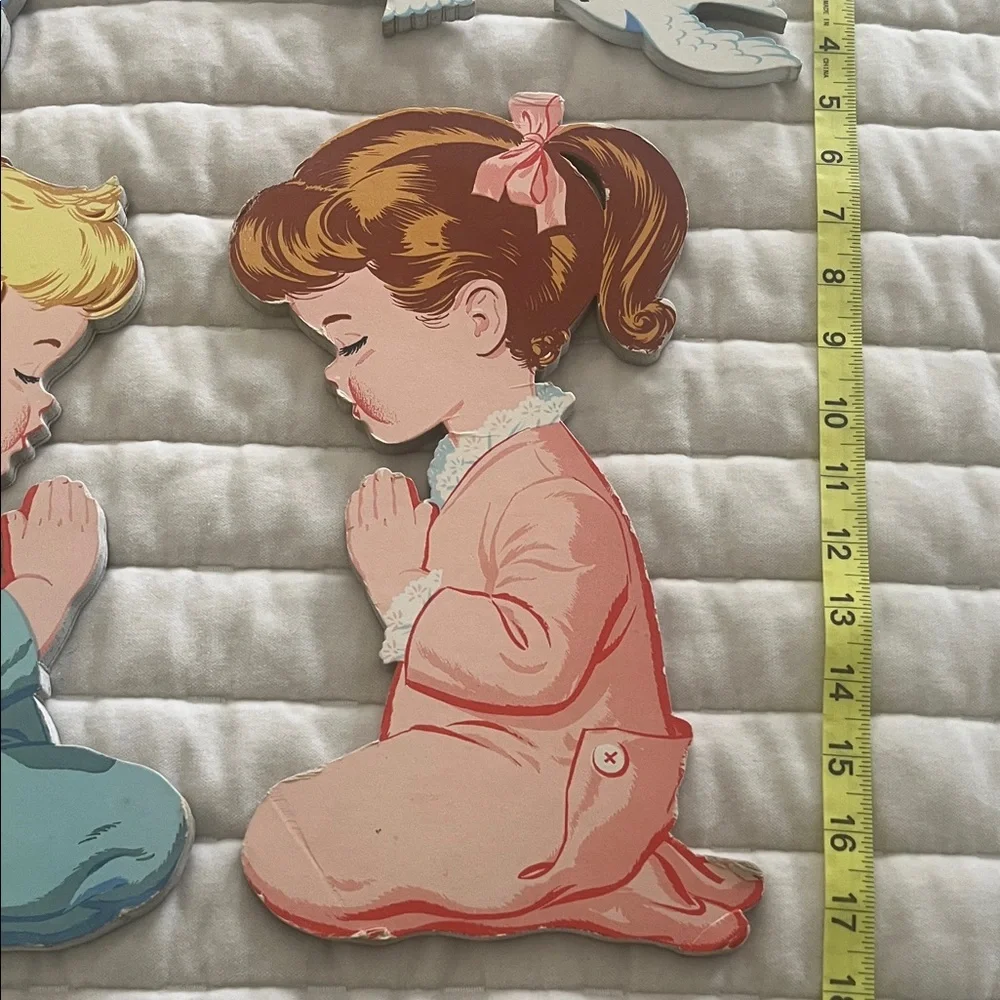 VINTAGE Nursery Wall Art RETRO Praying Children Wall Art 5 PIECES Adorable